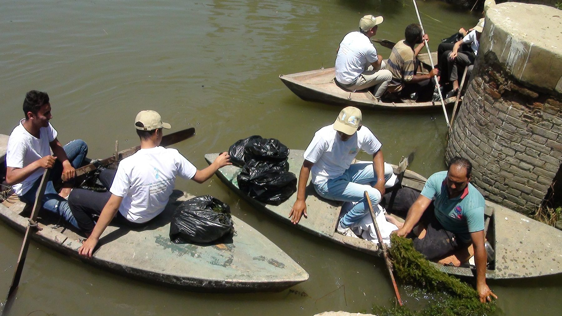 Boats supporting river navigation and waterway works