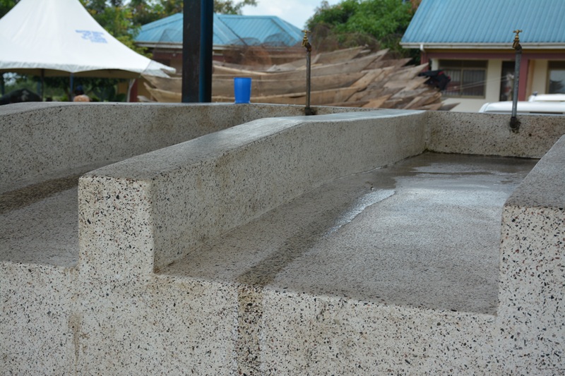 The fish handing slab built through LEAF II 