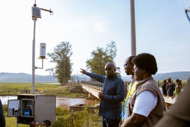 Water quality sensor installation at a hydrological station in Rwanda