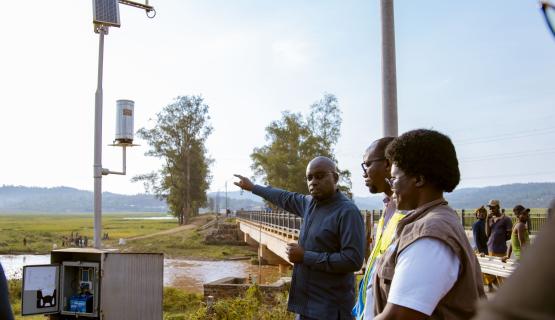 Water quality sensor installation at a hydrological station in Rwanda